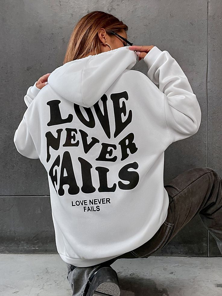 Love Never Fails Hoodie - White