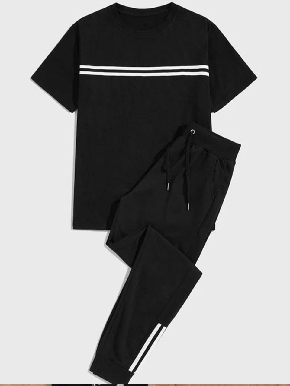 2 Stripe Printed Tracksuit - Black