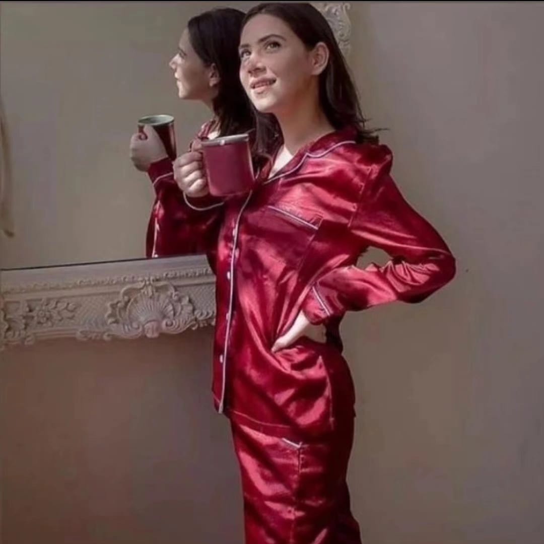 Maroon Silk Pj Set