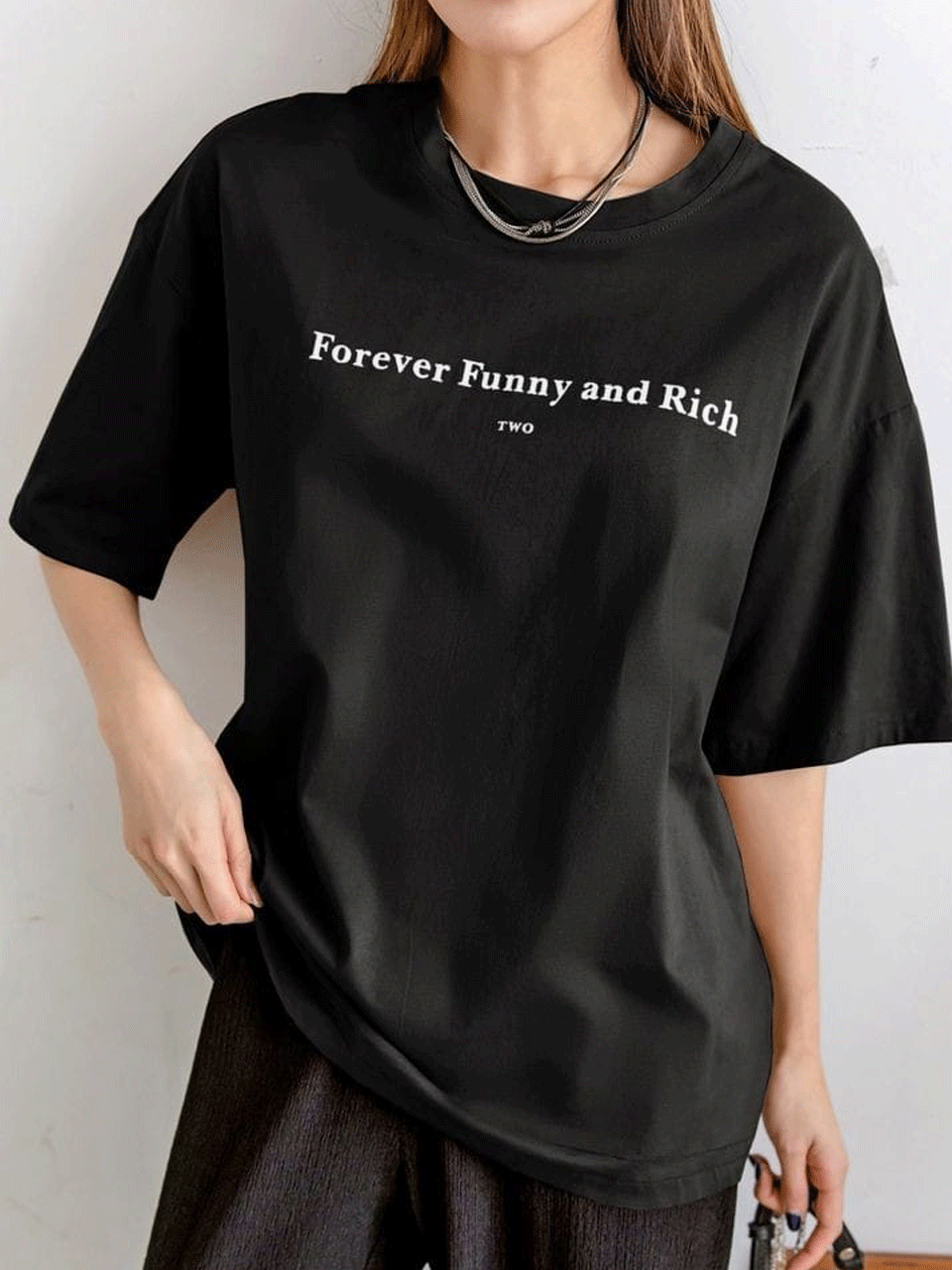 Forever Funny Drop Shoulder Tshirt - Black