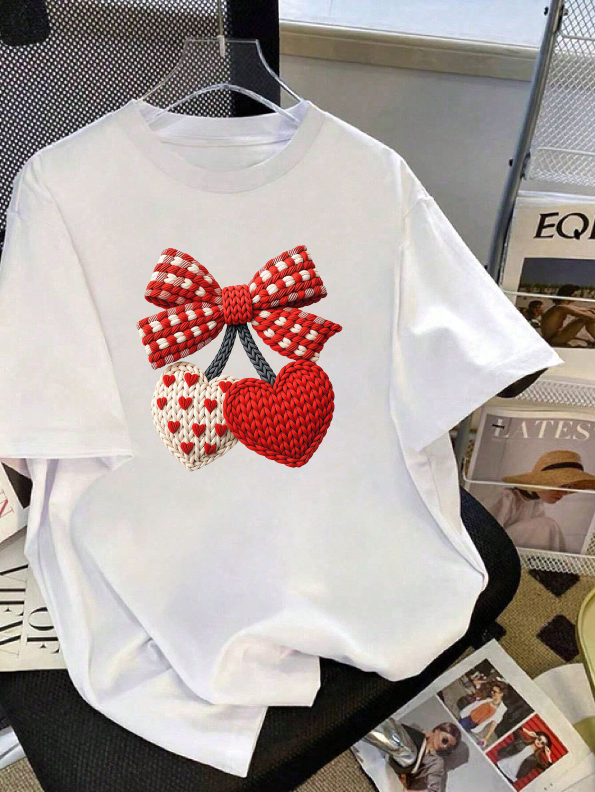 Heart Bow Oversized Tshirt - White