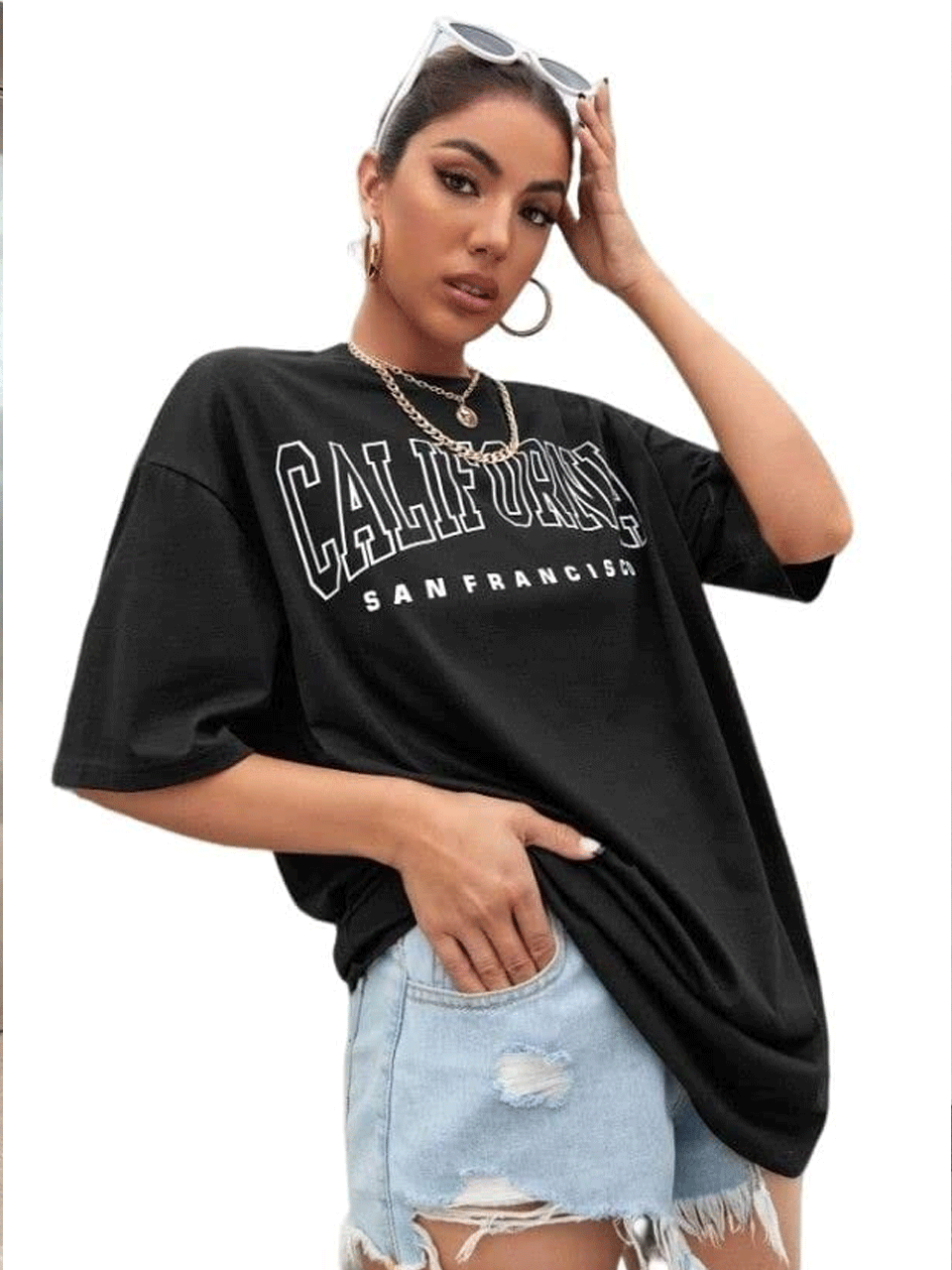 California Drop Shoulder Tshirt - Black