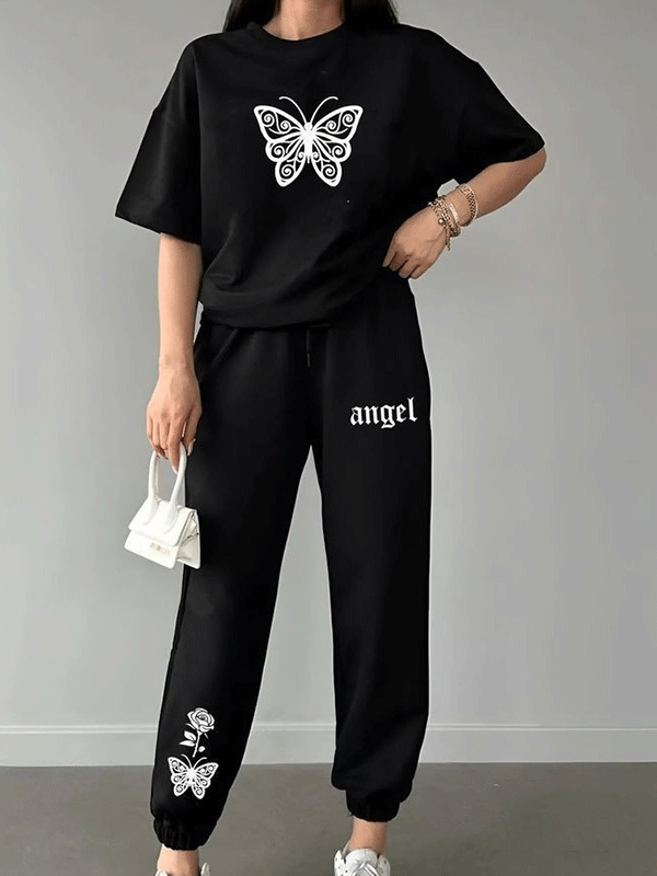 Butterfly Angel Drop Shoulder Tracksuit