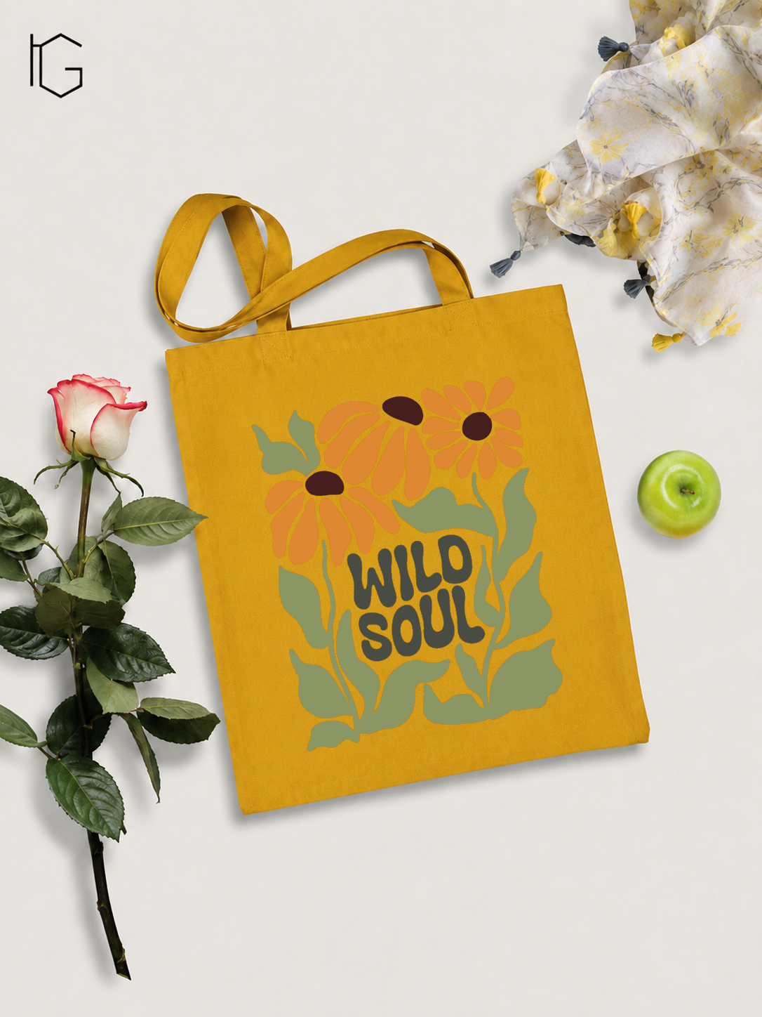 Wild Soul Canvas Tote Bag - Mustard