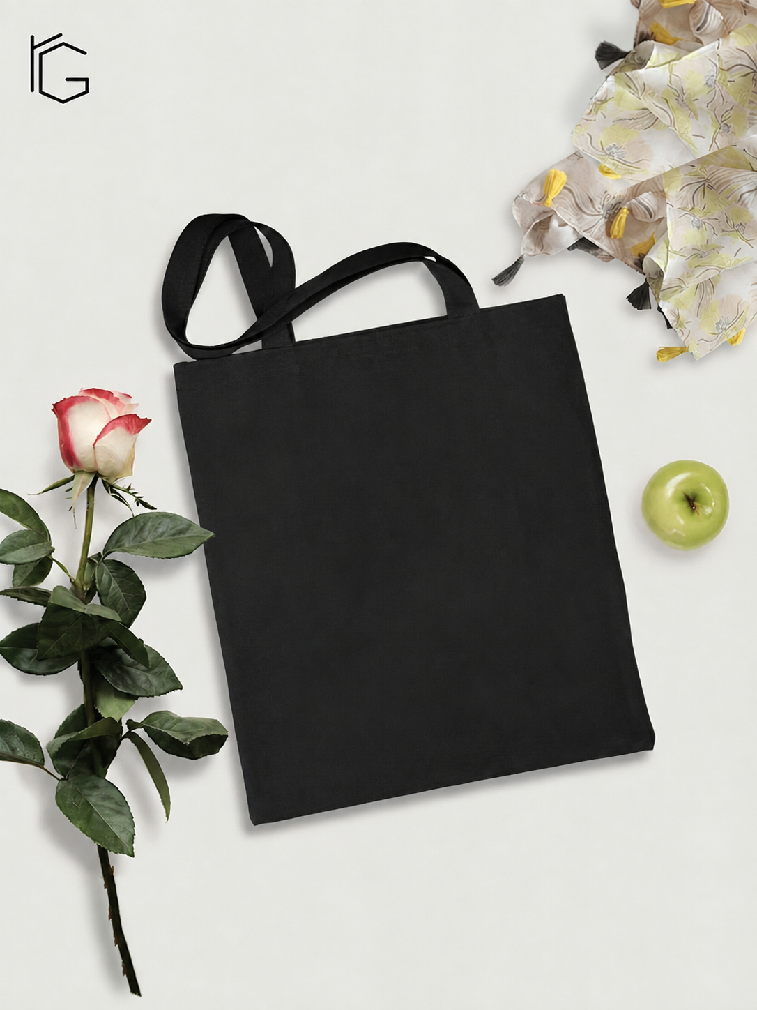 Plain Canvas Open Tote Bag - Black
