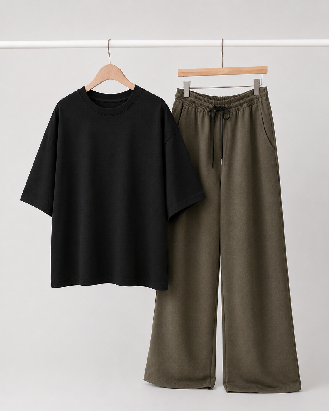 Oversized Comfort Matching Set (Khaki Olive & Black)