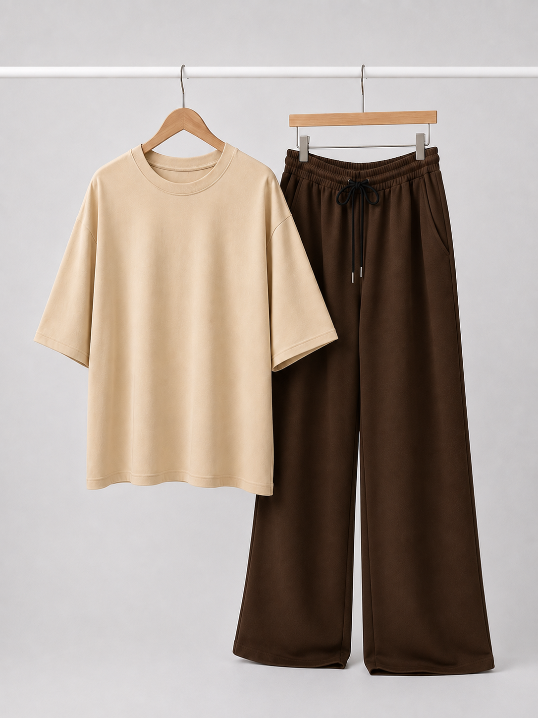 Oversized Comfort Matching Set (Brown & Beige)
