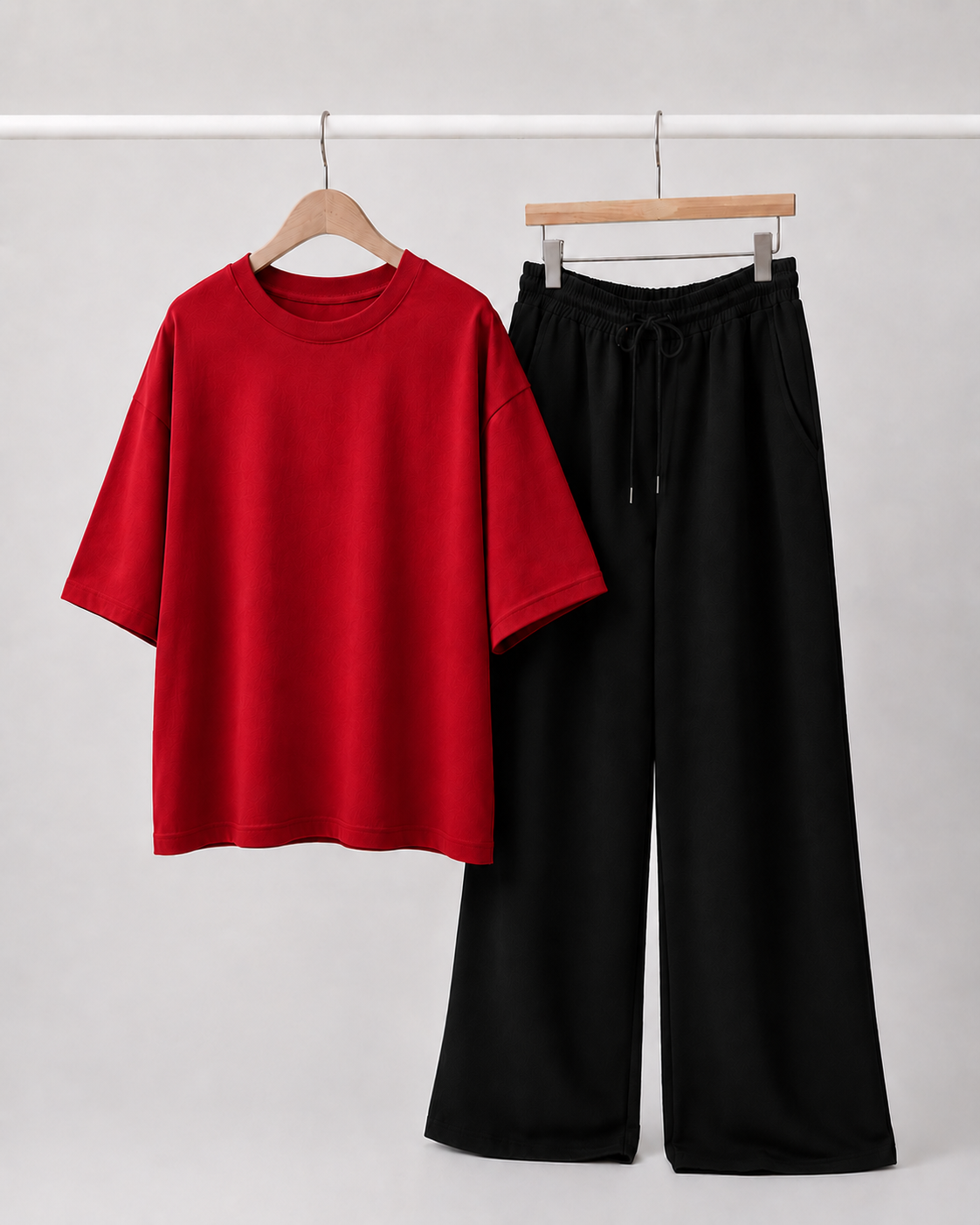 Oversized Comfort Matching Set (Black & Red)