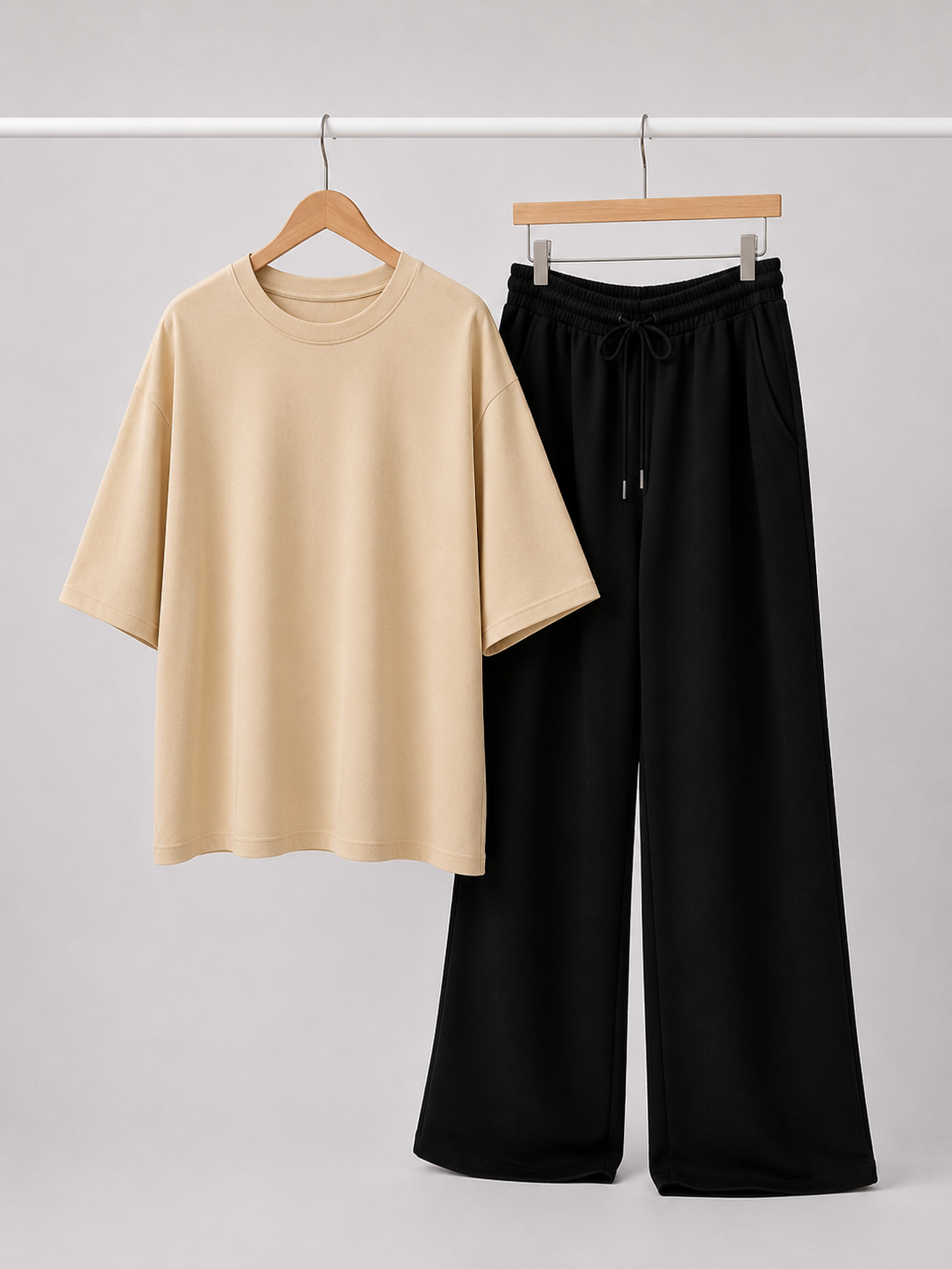 Oversized Comfort Matching Set (Black & Beige)