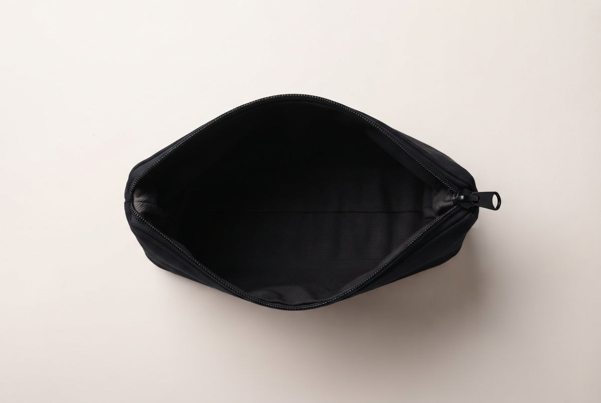 Pack of 4 Black Twill Plain Zipped Pouch