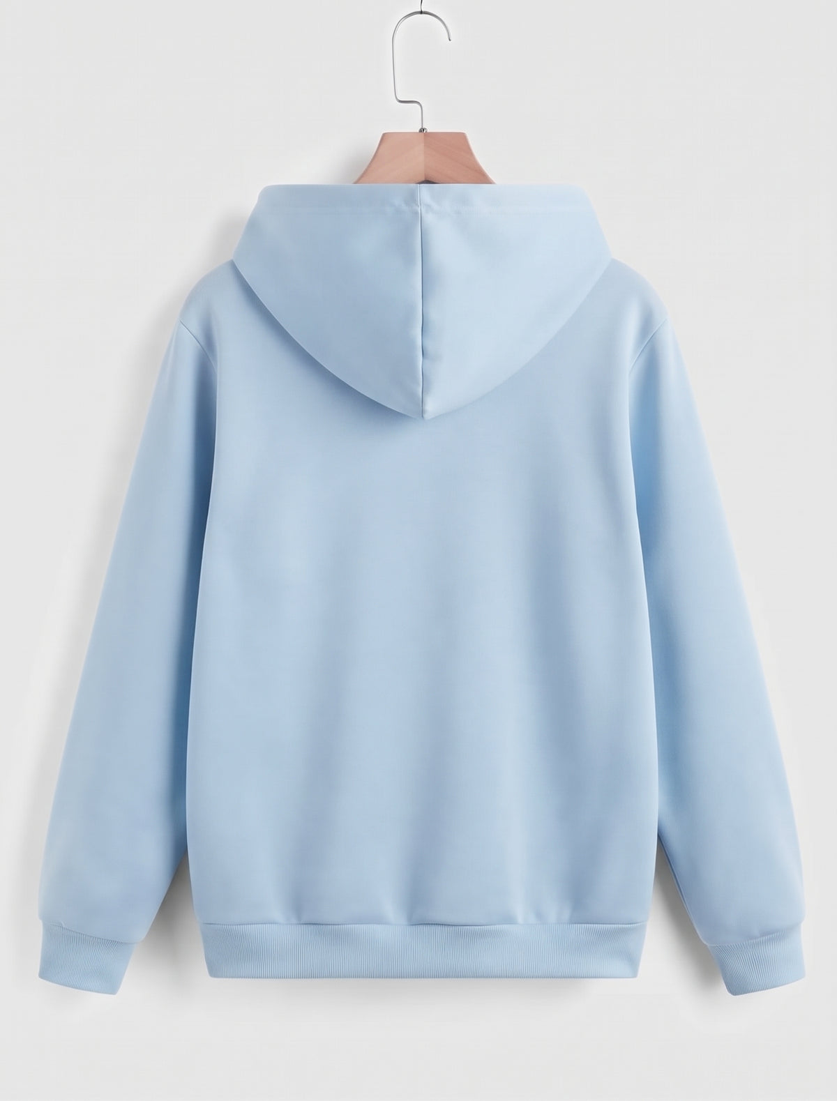 Never Forget White Puffed Hoodie - Sky Blue