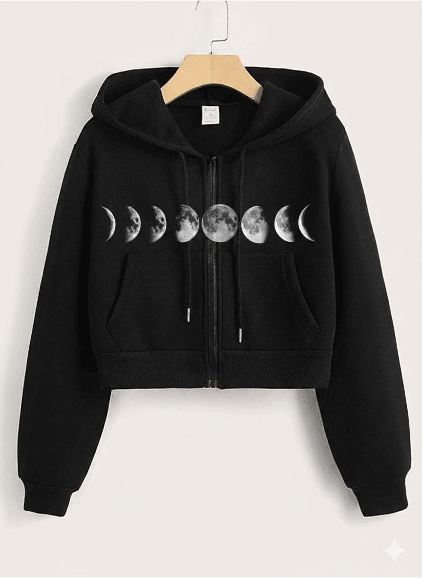 Black Moon Crop Zipper