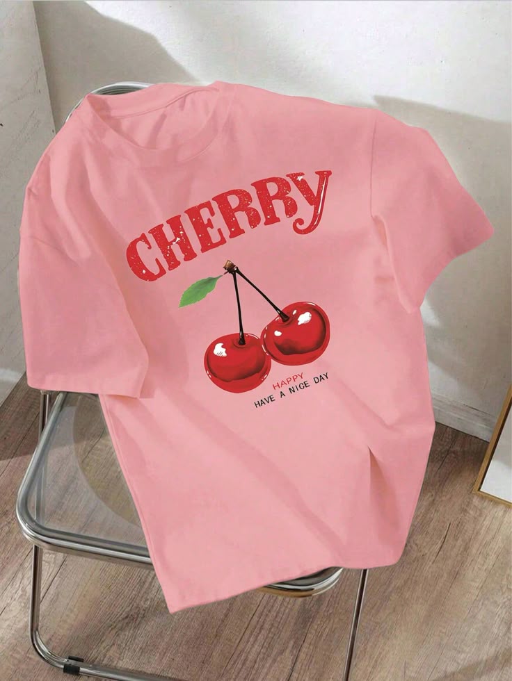 Cherry Oversized Tshirt - Pink