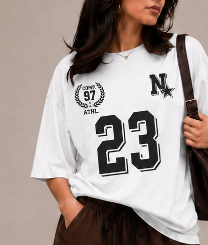 Oversized Comfort Varsity 23 Matching Set (Brown & White)
