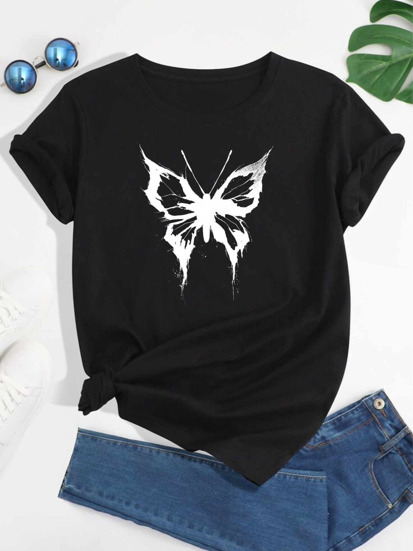 Butterfly Distort Black Tshirt