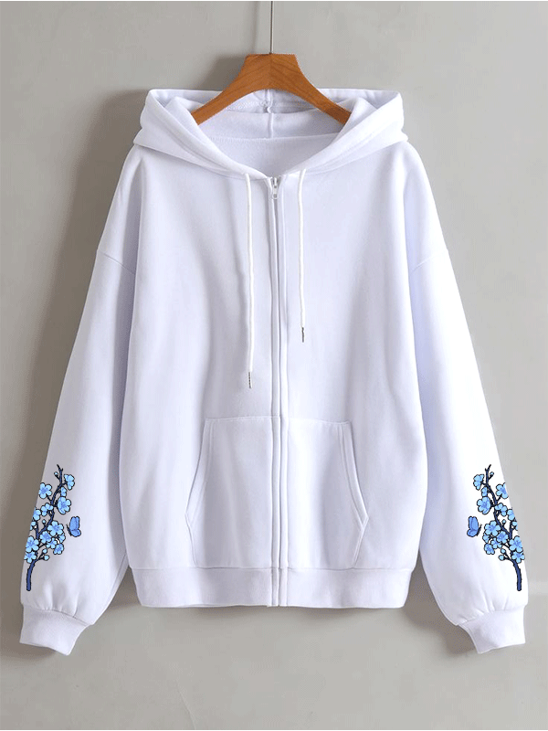 Hoodie with flowers on sleeves hotsell