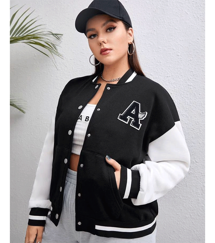 Black and White Baseball Jacket - (A Printed)