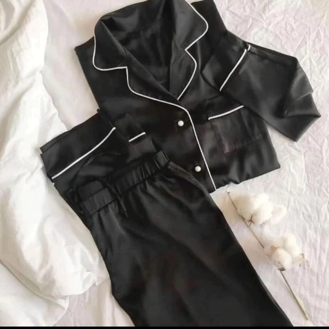 Black Silk Pj Set