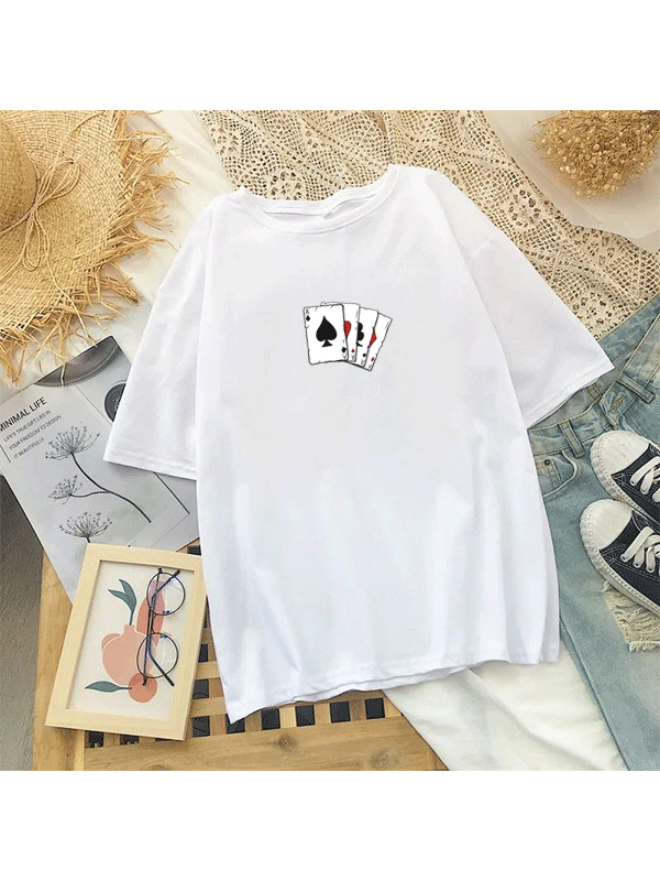 White Ace of Cards Oversized Tshirt