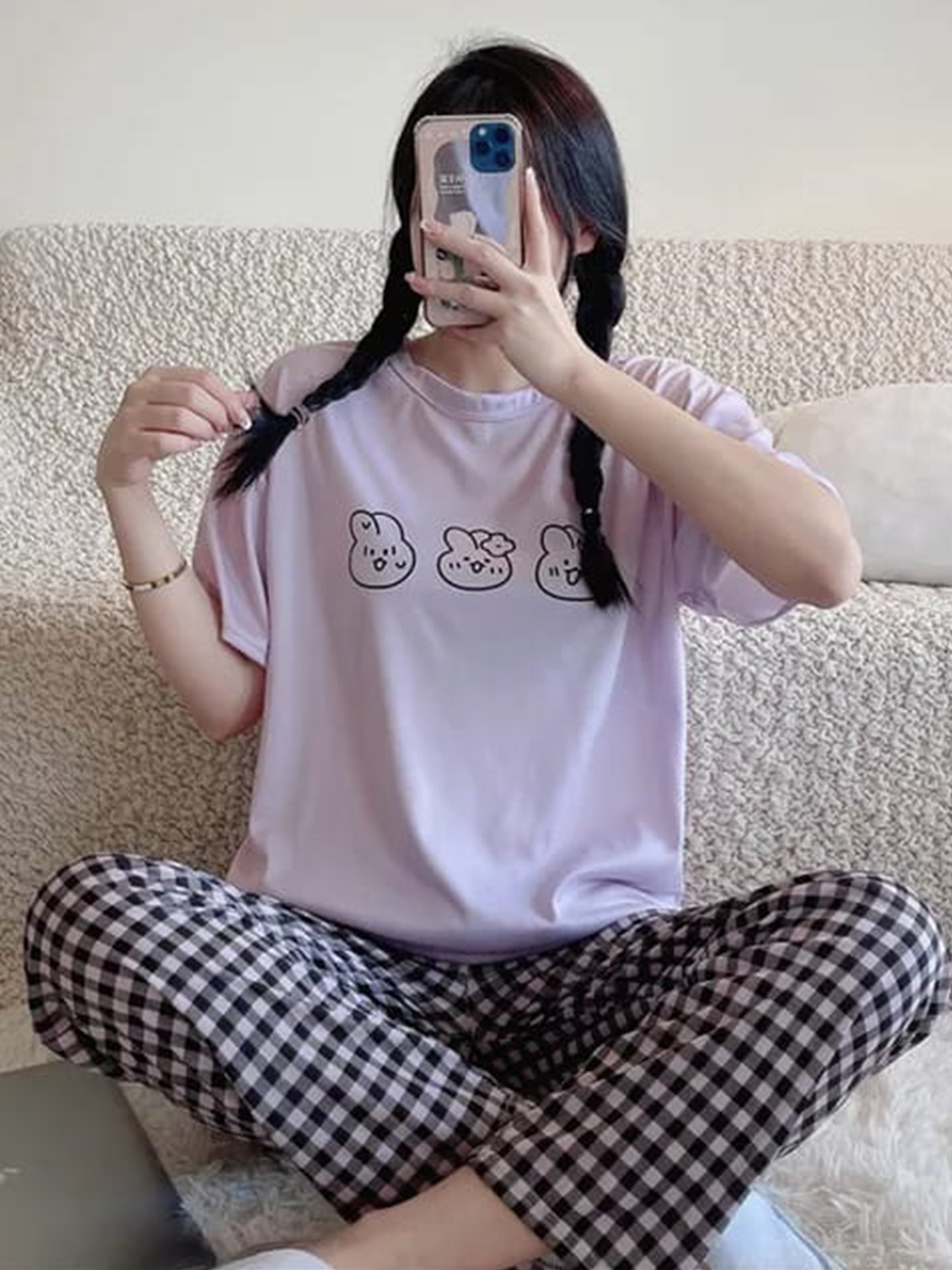 Check Pajama Cotton Nightwear