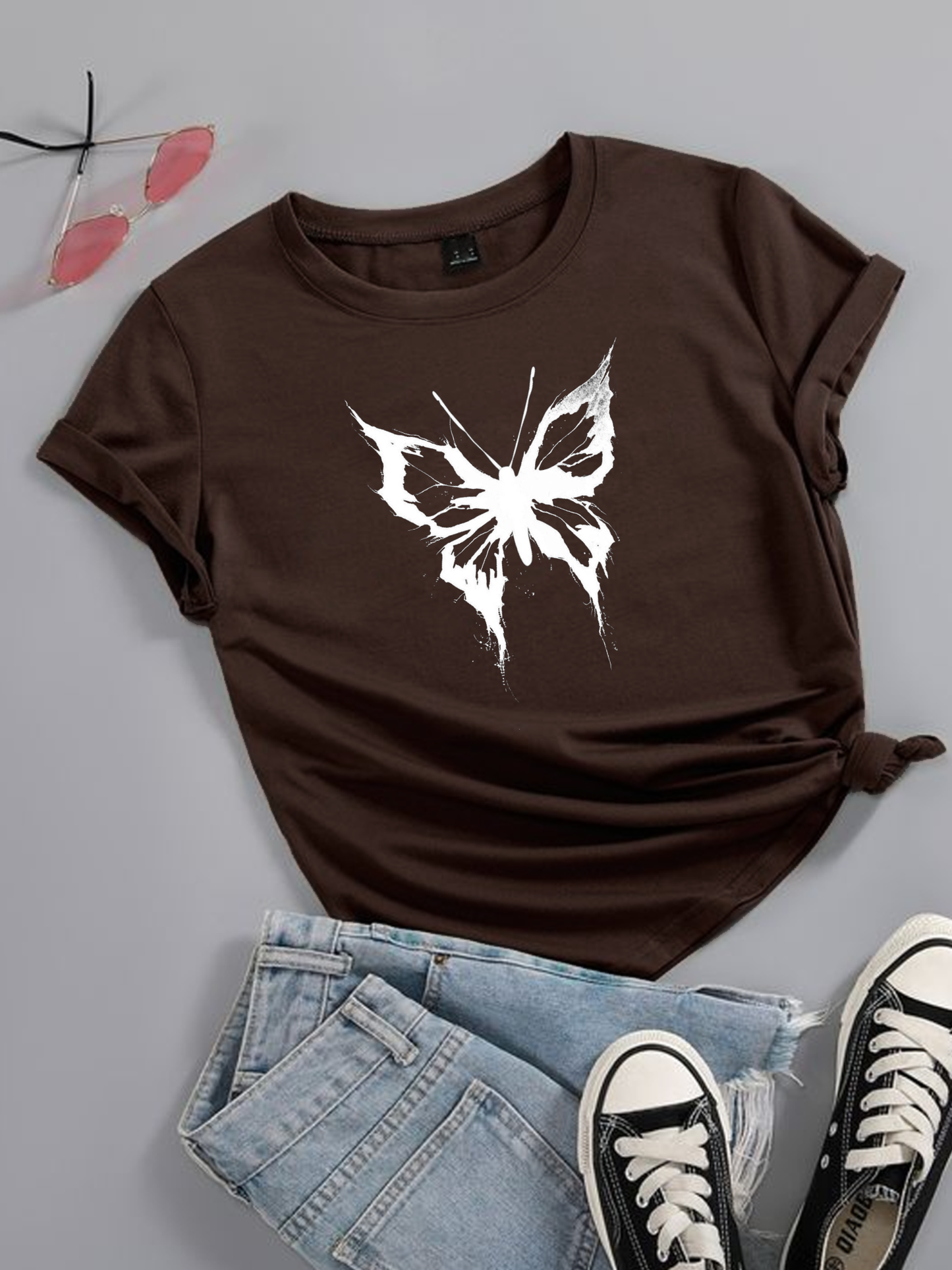 Butterfly Distort Brown Tshirt