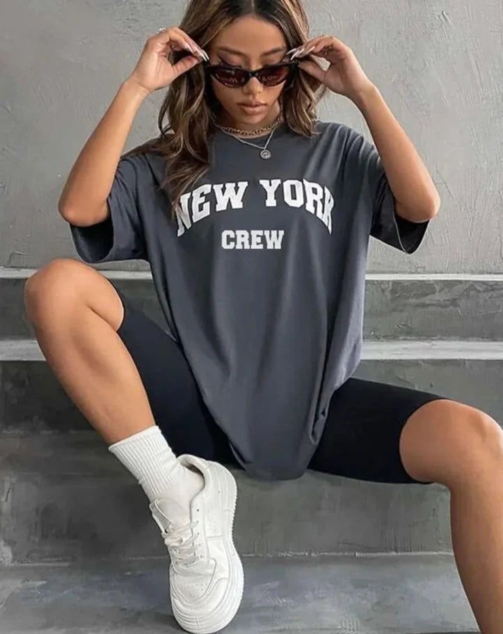 New York Crew Oversized Tshirt - Steel Grey