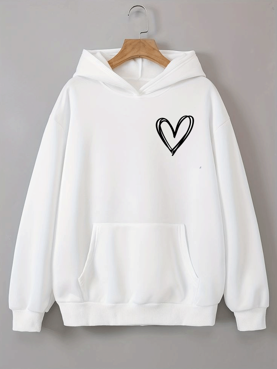 Heart Pocket Hoodie - White