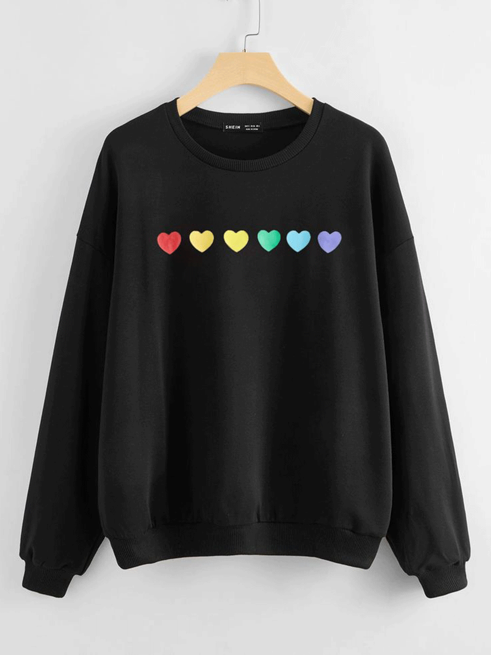 Hearts in line Sweatshirt - Black