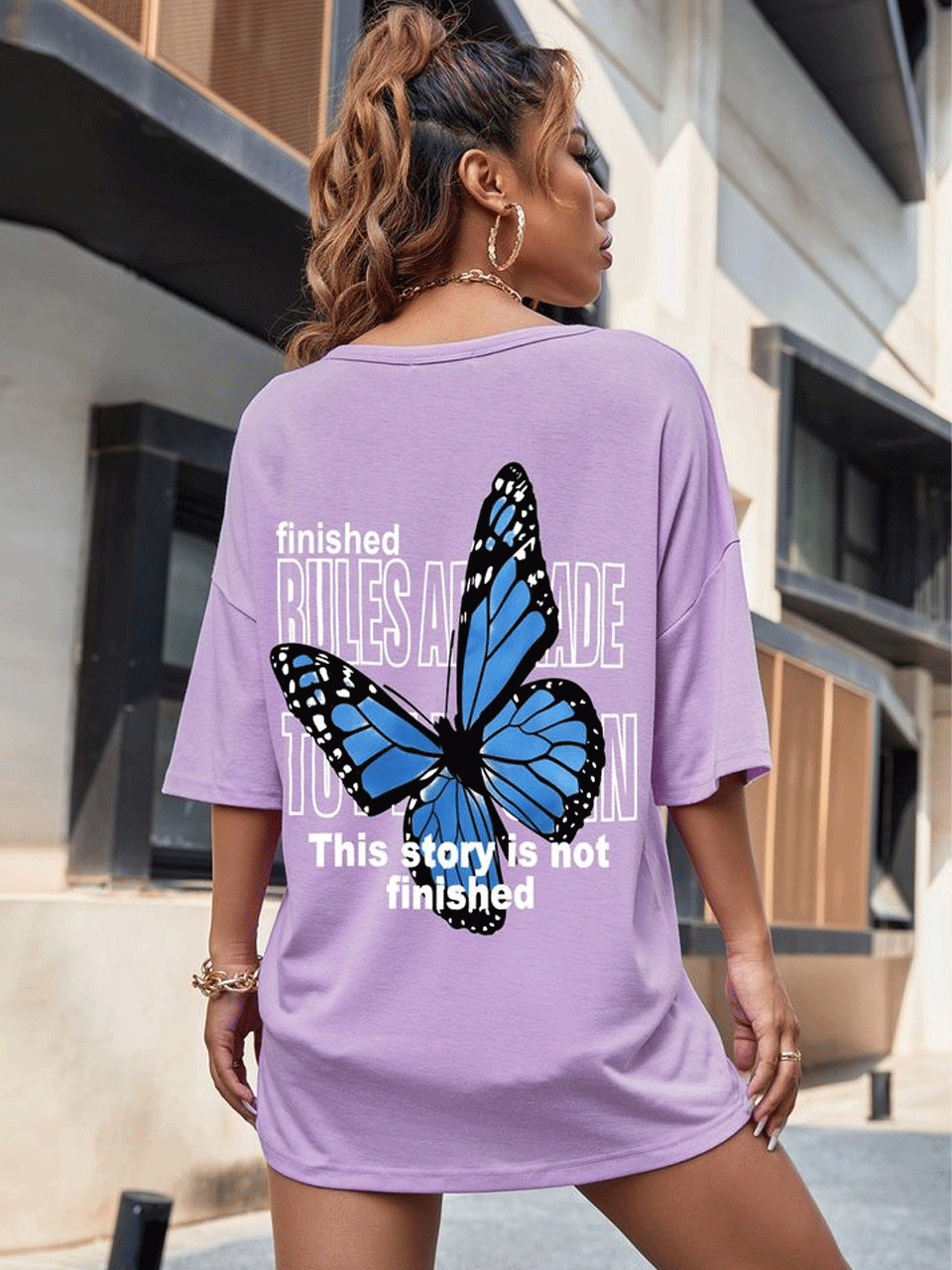 Butterfly Oversized Tshirt - Lilac