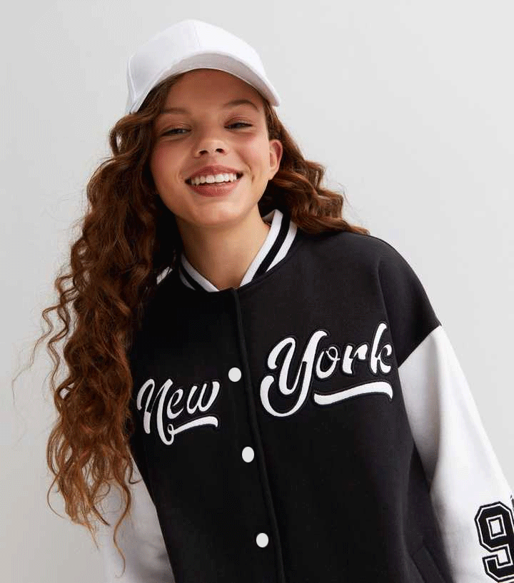 Black and White Baseball Jacket - New York