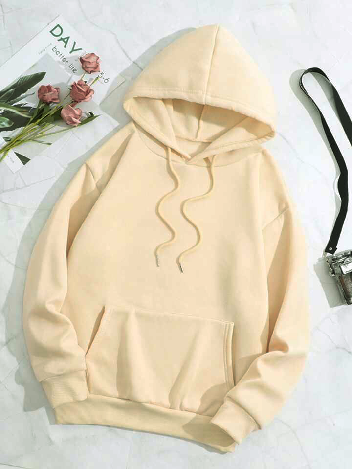 Plain Basic Hoodie - Beige