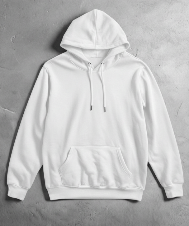 Plain Basic Hoodie - White