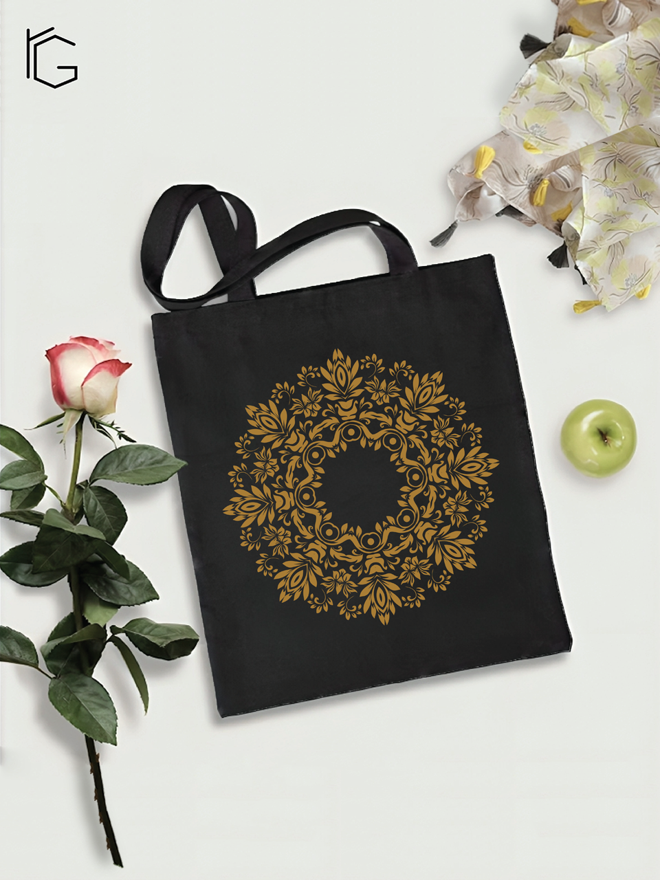 Mandala Design Tote Bag - Black