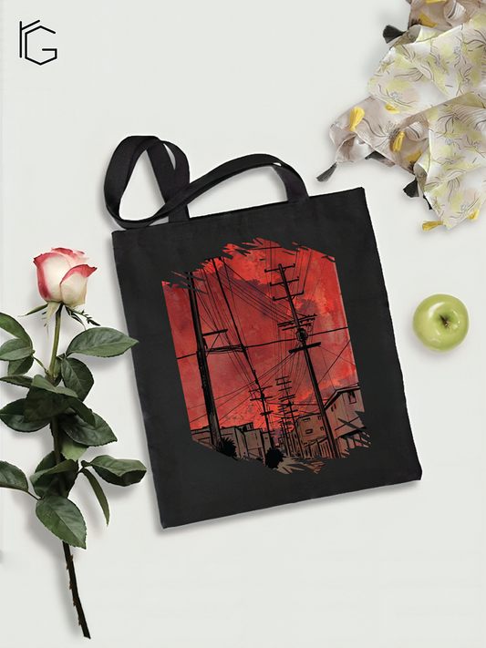 Sunset Graffiti Tote Bag - Black