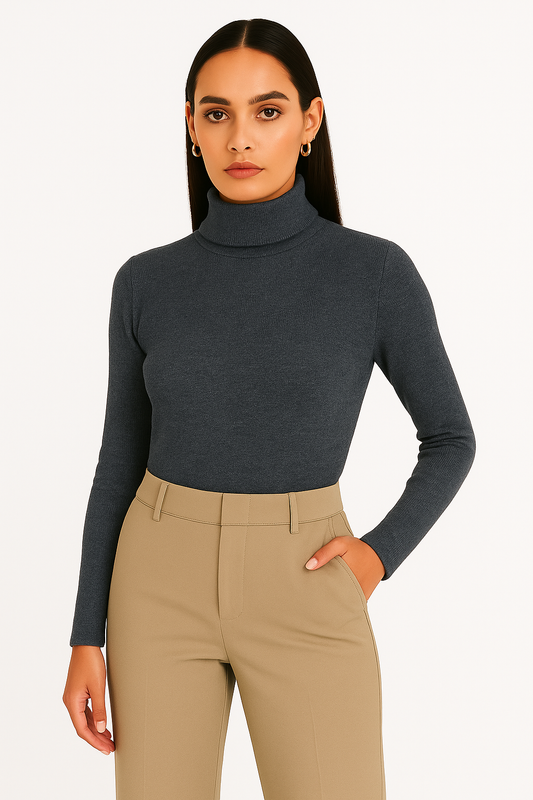 Charcoal Turtle Neck for Women