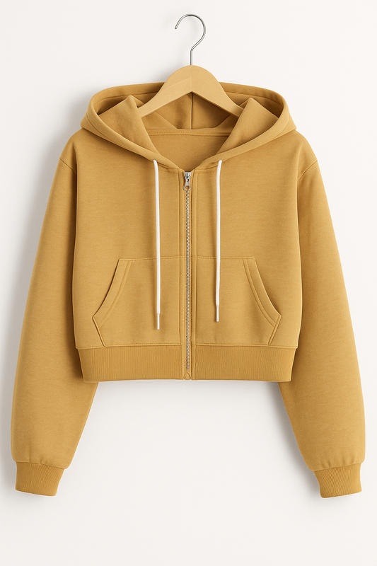 Sand Brown Crop Zipper