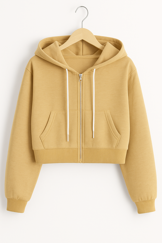 Sand Brown Crop Zipper