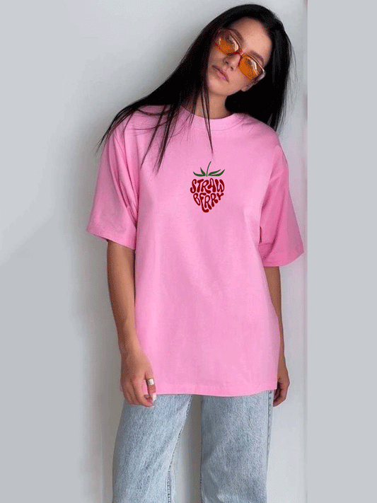 Strawberry Oversized Tshirt - Pink