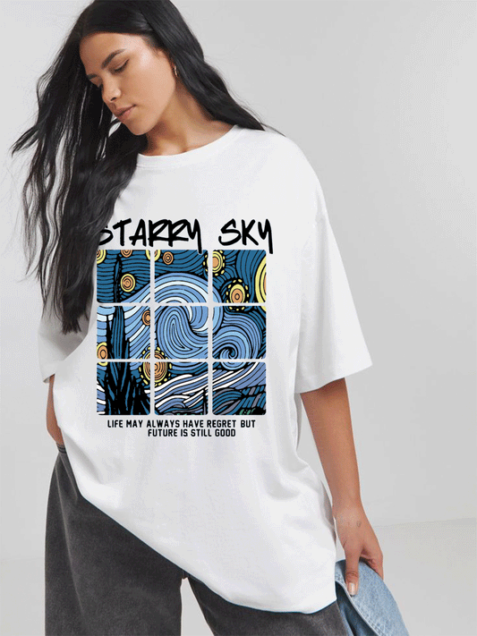 Starry Nights Oversized Tshirt - White
