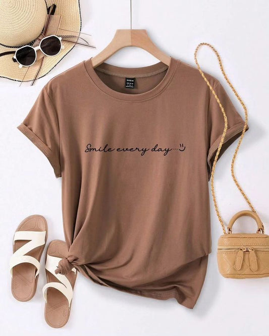 Smile Everyday Tshirt - Mud Brown