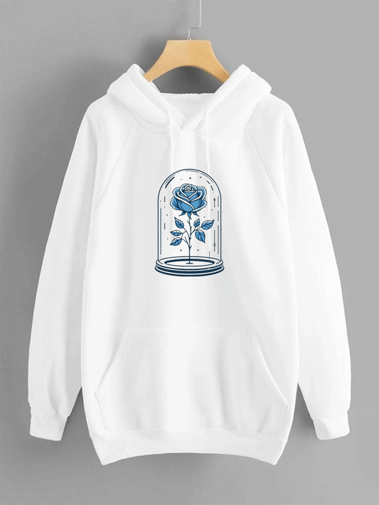 Blue Rose Hoodie - White