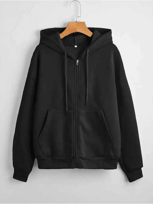 Zipper Hoodie Jacket - Black