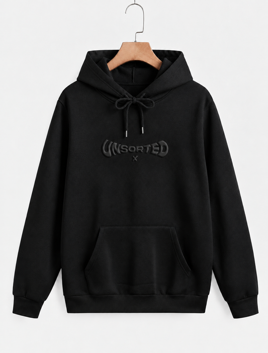 Unsorted Black Puffed Hoodie - Black