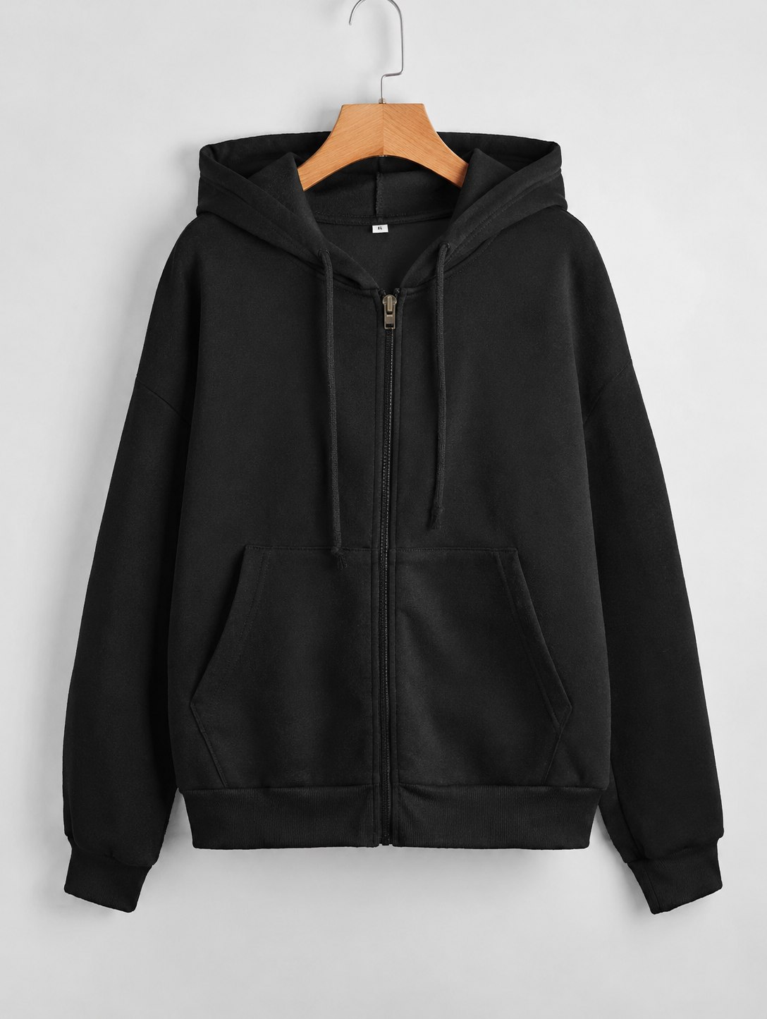 Zipper Hoodie Jacket - Black