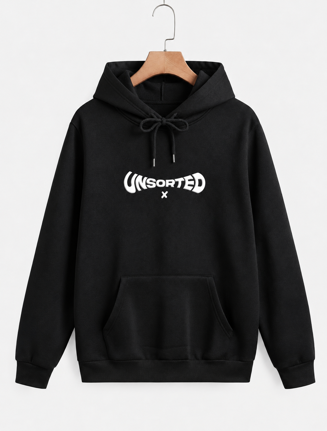 Unsorted White Puffed Hoodie - Black
