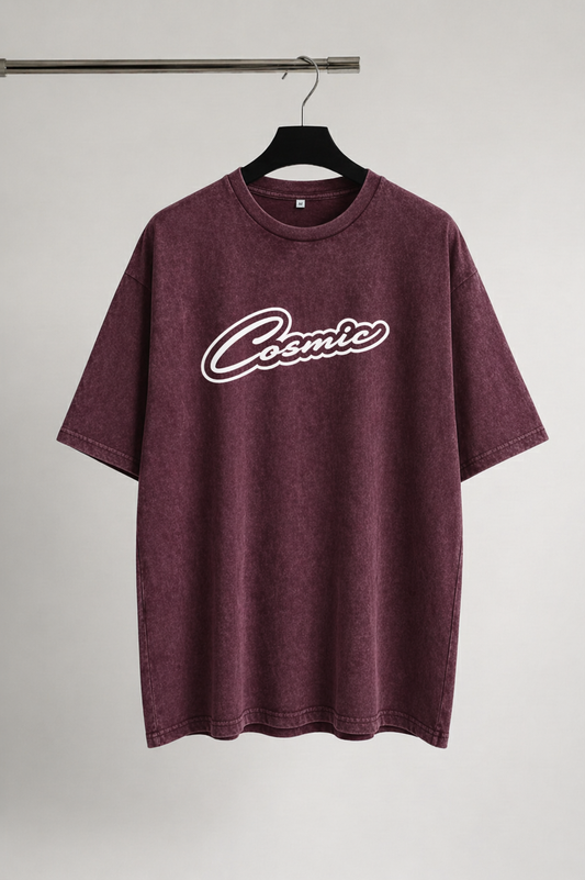Cosmic Acid Wash Oversized T-shirt - Burgundy