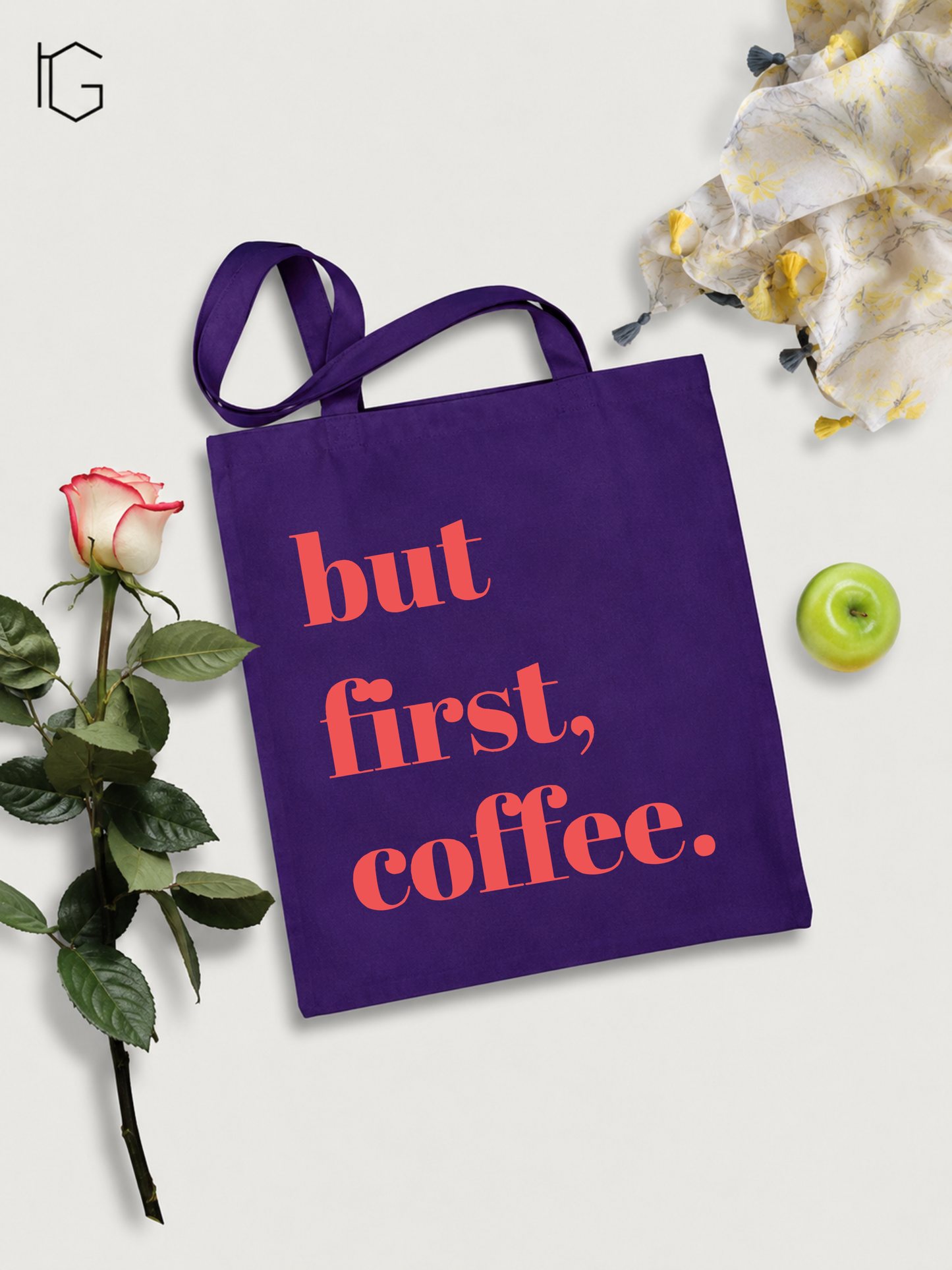 But First Coffee Canvas Tote Bag - Purple