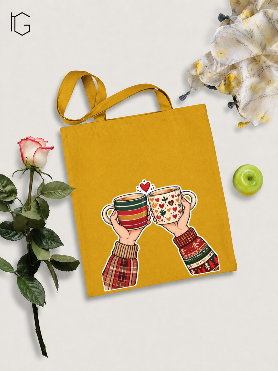 Chai Mug Love Canvas Tote Bag - Mustard