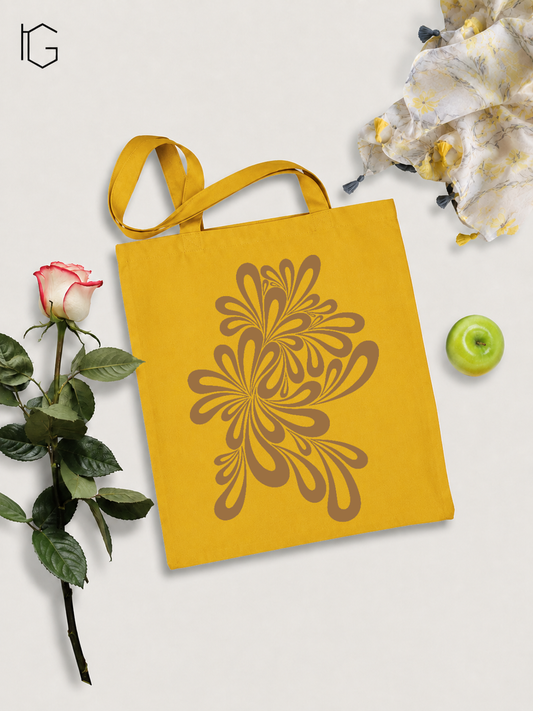 Abstract Canvas Open Tote Bag - Bright Yellow
