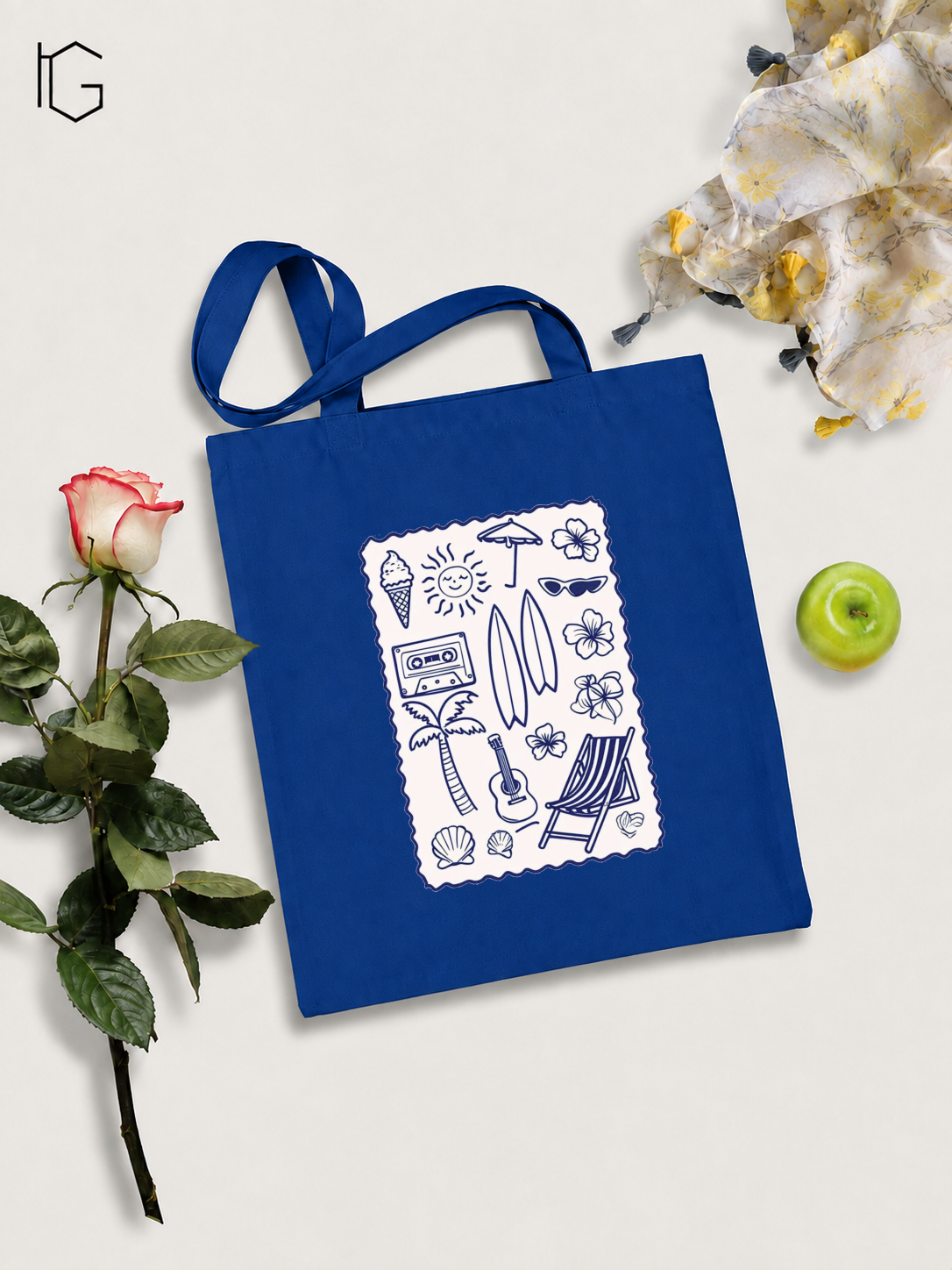 Beach Canvas Tote Bag - Blue